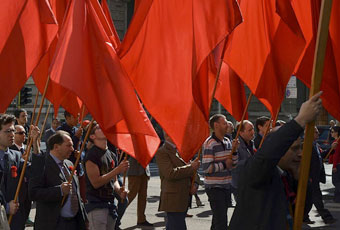 Manifestación de trabajadores en las calles