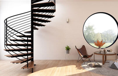 Escalera de caracol en departamento moderno
