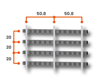 Esquema de rejilla de acero inoxidable modelo 0-2
